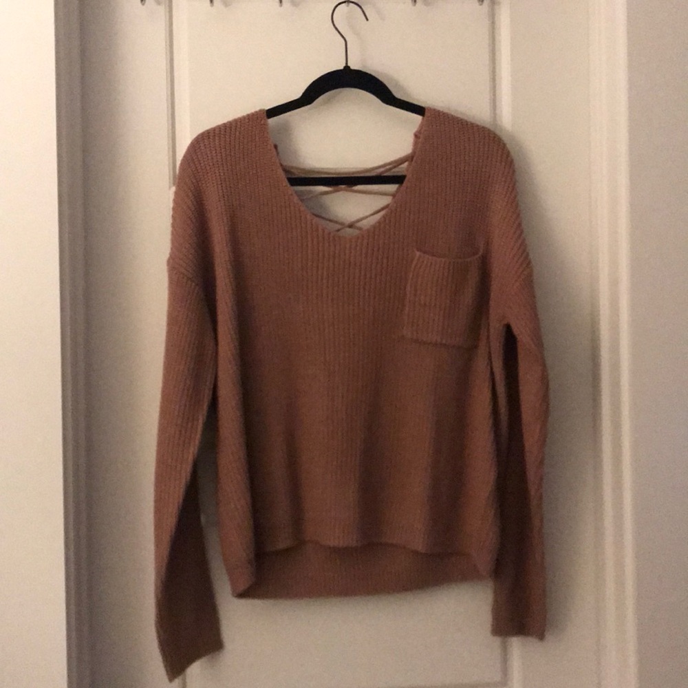 LACE UP BACK SWEATER